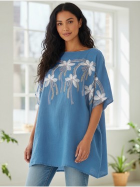 Stitched Flower Design Fashion Flowy Top